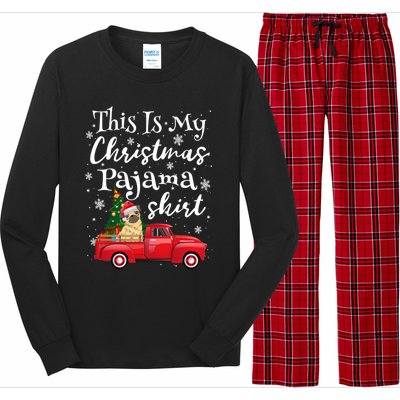 This Is My Christmas Pajama Pug Santa Funny Xmas Tree Long Sleeve Long Sleeve Pajama Set