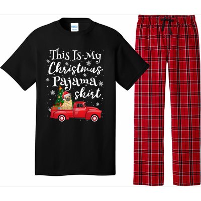 This Is My Christmas Pajama Pug Santa Funny Xmas Tree Long Sleeve Pajama Set