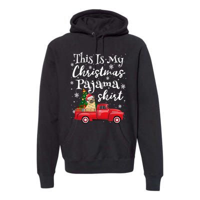 This Is My Christmas Pajama Pug Santa Funny Xmas Tree Long Sleeve Premium Hoodie