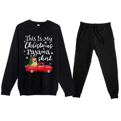 This Is My Christmas Pajama Pug Santa Funny Xmas Tree Long Sleeve Premium Crewneck Sweatsuit Set