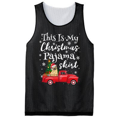 This Is My Christmas Pajama Pug Santa Funny Xmas Tree Long Sleeve Mesh Reversible Basketball Jersey Tank