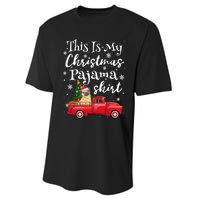 This Is My Christmas Pajama Pug Santa Funny Xmas Tree Long Sleeve Performance Sprint T-Shirt