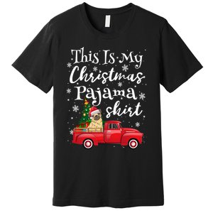 This Is My Christmas Pajama Pug Santa Funny Xmas Tree Long Sleeve Premium T-Shirt