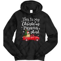 This Is My Christmas Pajama Pug Santa Funny Xmas Tree Long Sleeve Tie Dye Hoodie