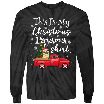 This Is My Christmas Pajama Pug Santa Funny Xmas Tree Long Sleeve Tie-Dye Long Sleeve Shirt