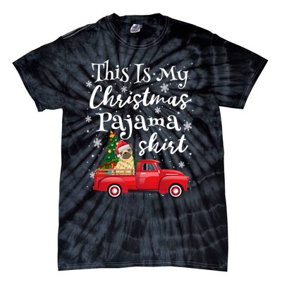 This Is My Christmas Pajama Pug Santa Funny Xmas Tree Long Sleeve Tie-Dye T-Shirt