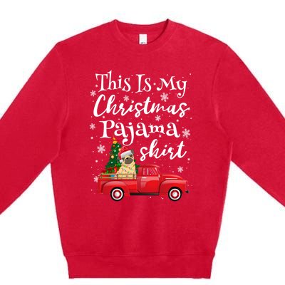 This Is My Christmas Pajama Pug Santa Funny Xmas Tree Long Sleeve Premium Crewneck Sweatshirt