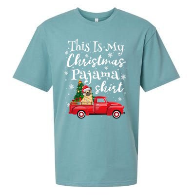 This Is My Christmas Pajama Pug Santa Funny Xmas Tree Long Sleeve Sueded Cloud Jersey T-Shirt