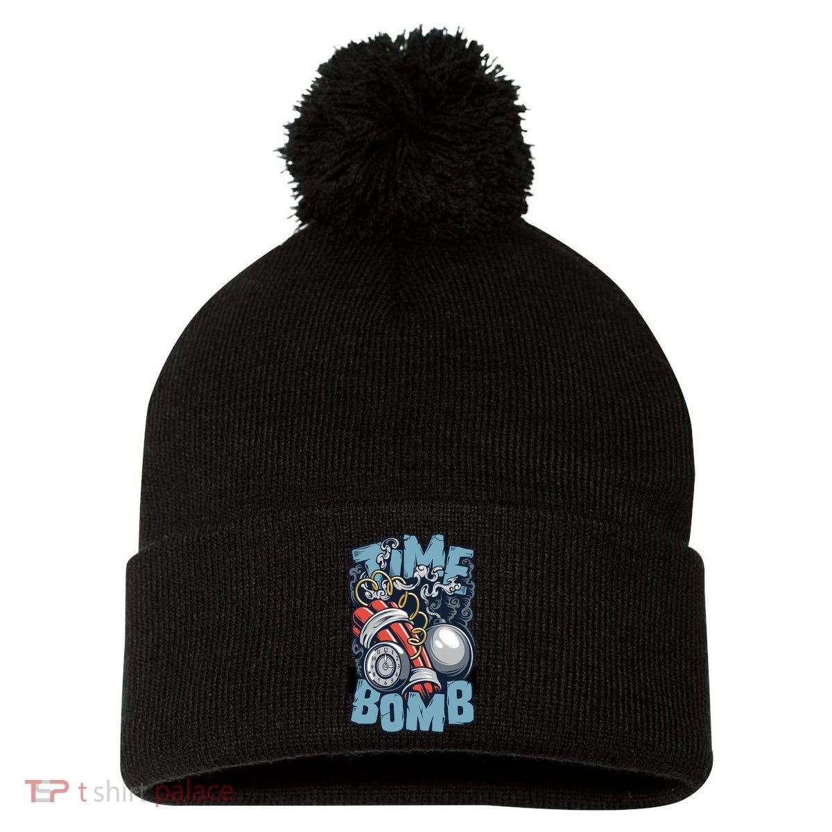 Time Ticking Bomb Pom Pom 12in Knit Beanie
