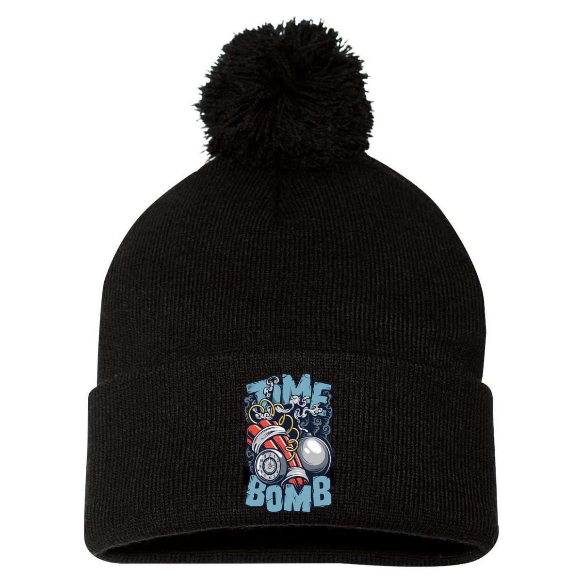Time Ticking Bomb Pom Pom 12in Knit Beanie