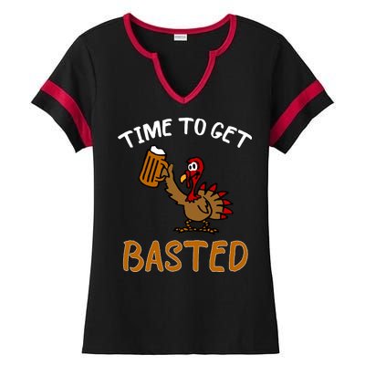 Time To Get Basted Ladies Halftime Notch Neck Tee