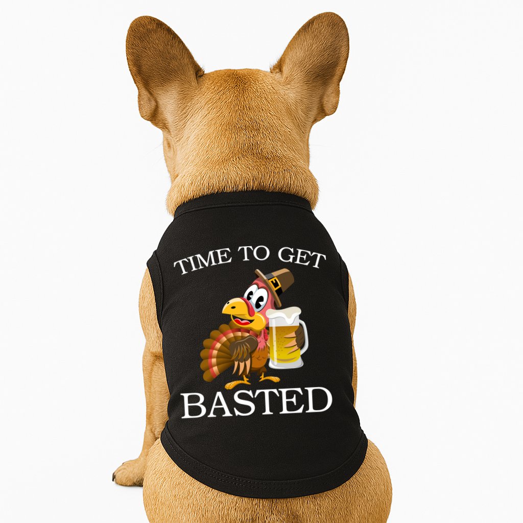 Time To Get Basted Funny Thanksgiving  Doggie Tank