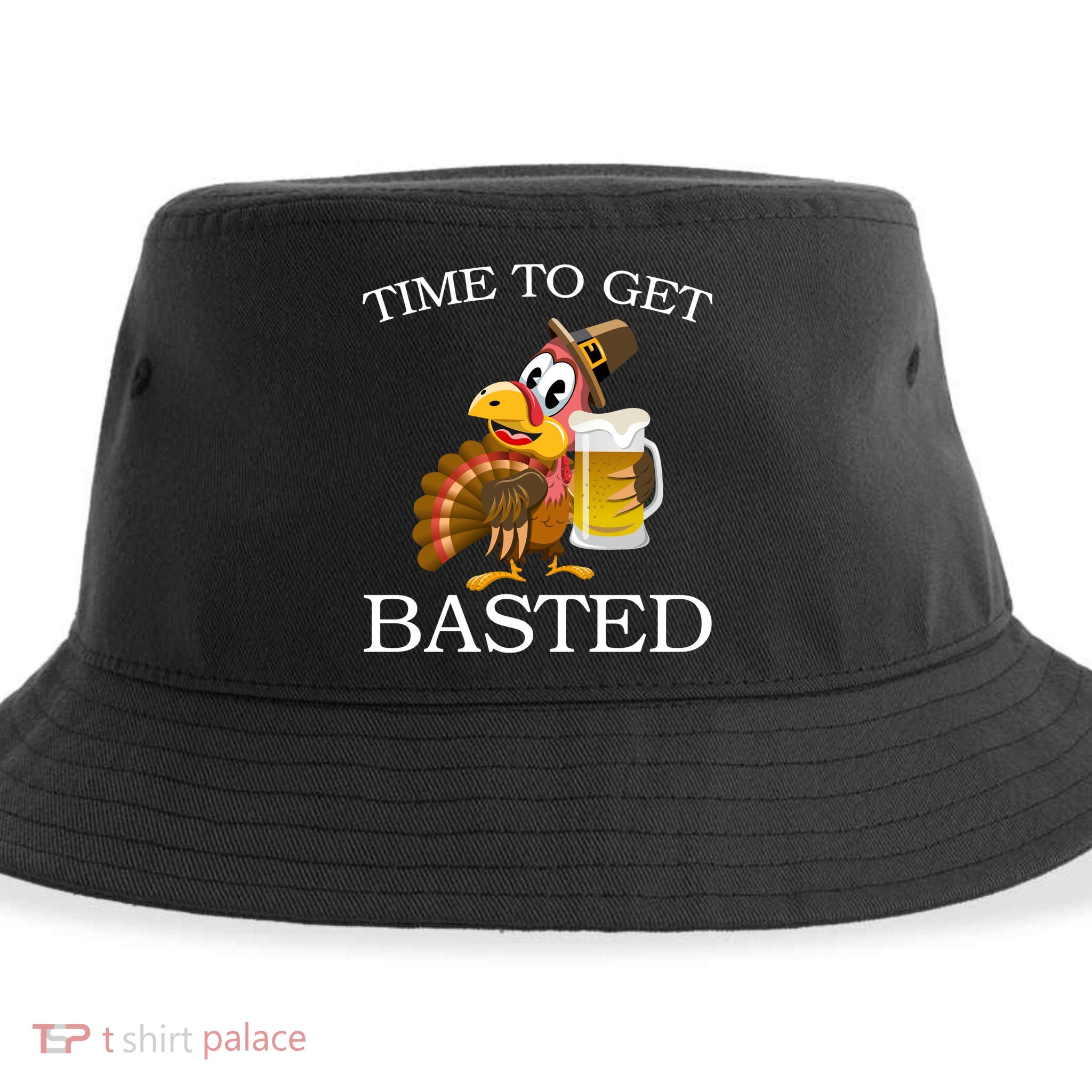 Time To Get Basted Funny Thanksgiving  Sustainable Bucket Hat