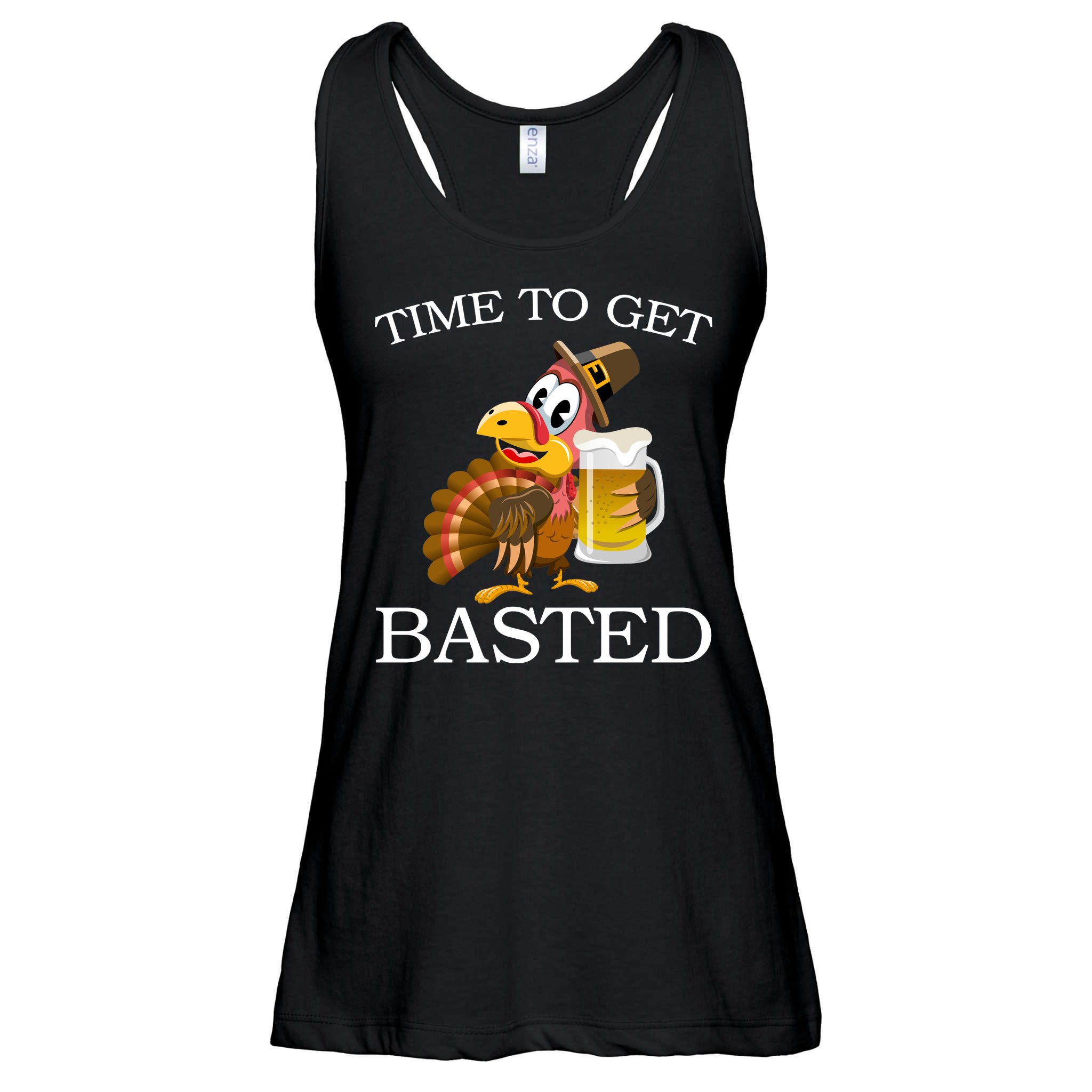 Time To Get Basted Funny Thanksgiving  Ladies Essential Flowy Tank