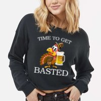 Time To Get Basted Funny Thanksgiving  Cropped Pullover Crew