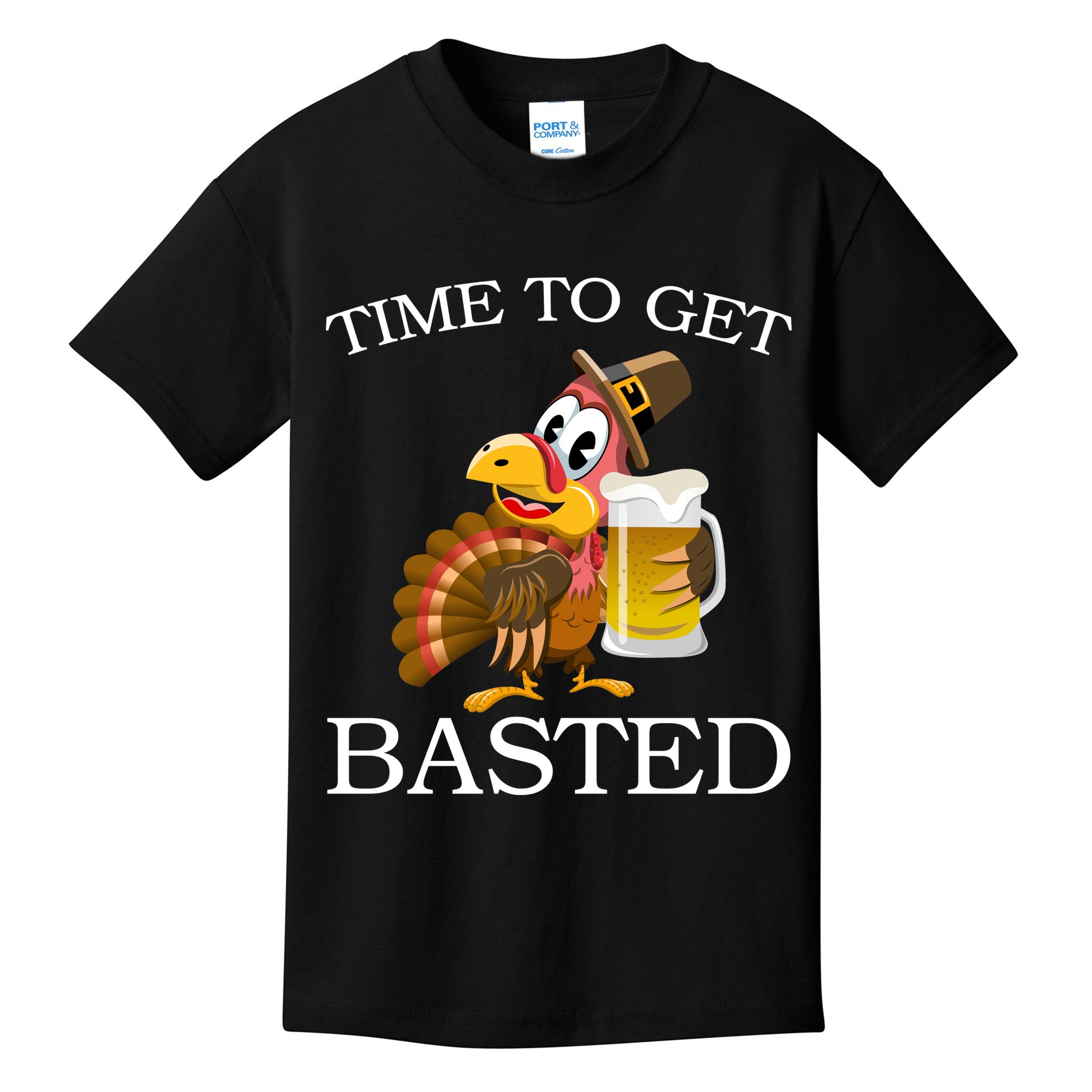 Time To Get Basted Funny Thanksgiving  Kids T-Shirt