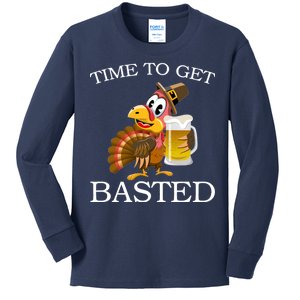 Time To Get Basted Funny Thanksgiving  Kids Long Sleeve Shirt