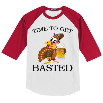 Time To Get Basted Funny Thanksgiving  Kids Colorblock Raglan Jersey