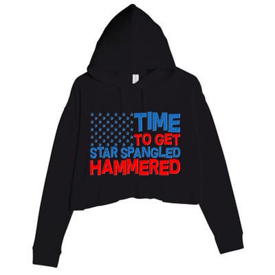 Time To Get Star Spangled Hammered Crop Fleece Hoodie