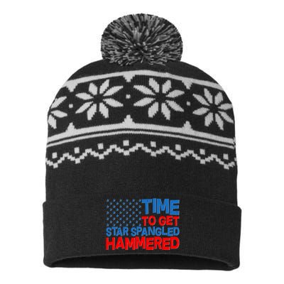 Time To Get Star Spangled Hammered USA-Made Snowflake Beanie