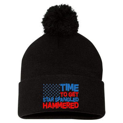 Time To Get Star Spangled Hammered Pom Pom 12in Knit Beanie