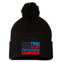 Time To Get Star Spangled Hammered Pom Pom 12in Knit Beanie