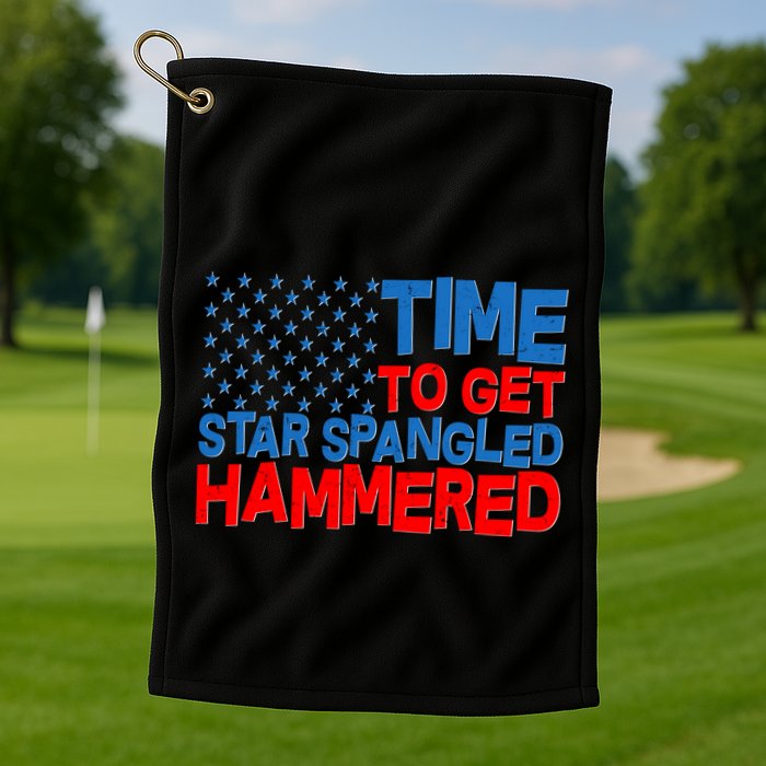 Time To Get Star Spangled Hammered Golf Towel