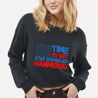 Time To Get Star Spangled Hammered Cropped Pullover Crew
