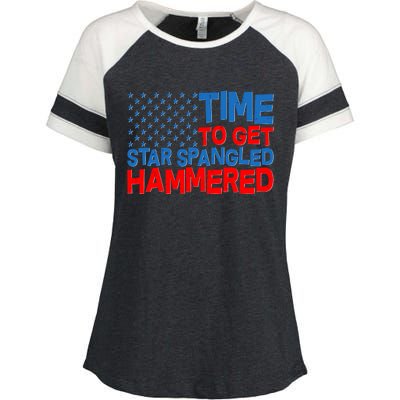 Time To Get Star Spangled Hammered Enza Ladies Jersey Colorblock Tee