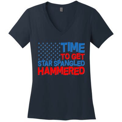 Time To Get Star Spangled Hammered Women's V-Neck T-Shirt