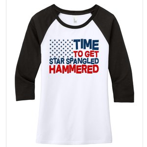 Time To Get Star Spangled Hammered Women's Tri-Blend 3/4-Sleeve Raglan Shirt