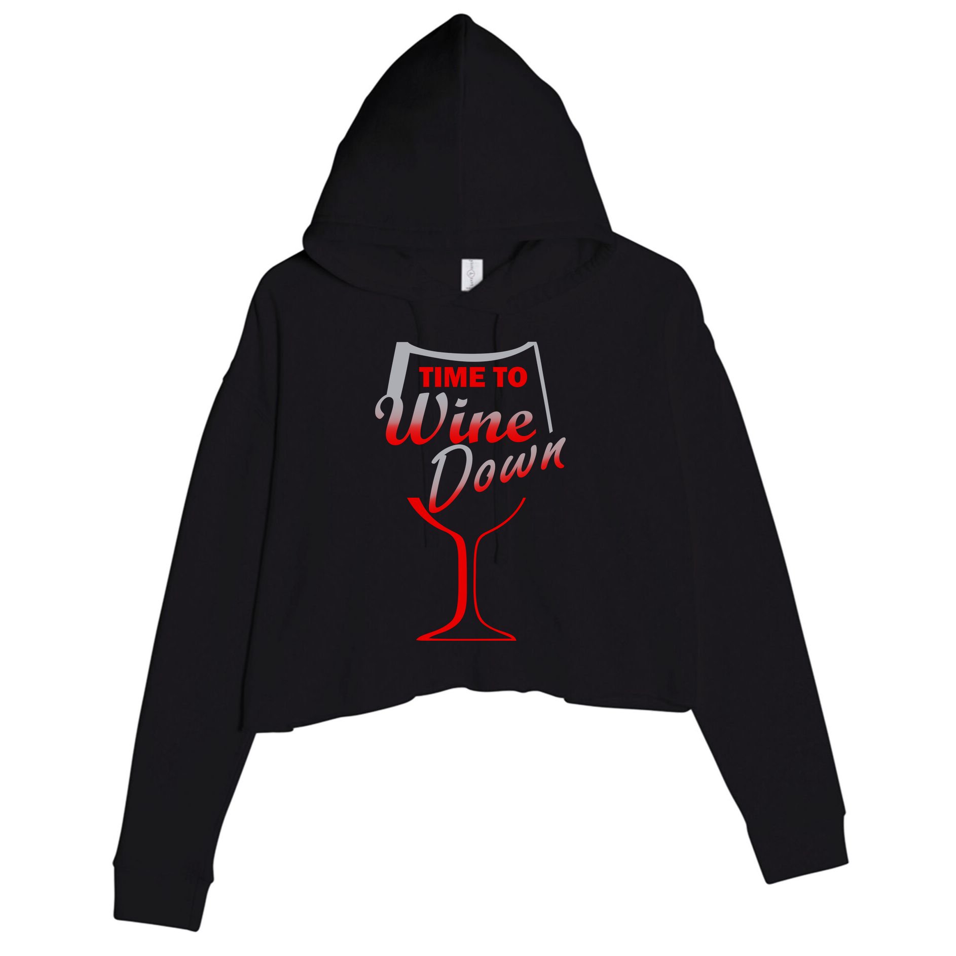 Time To Wine Down Crop Fleece Hoodie
