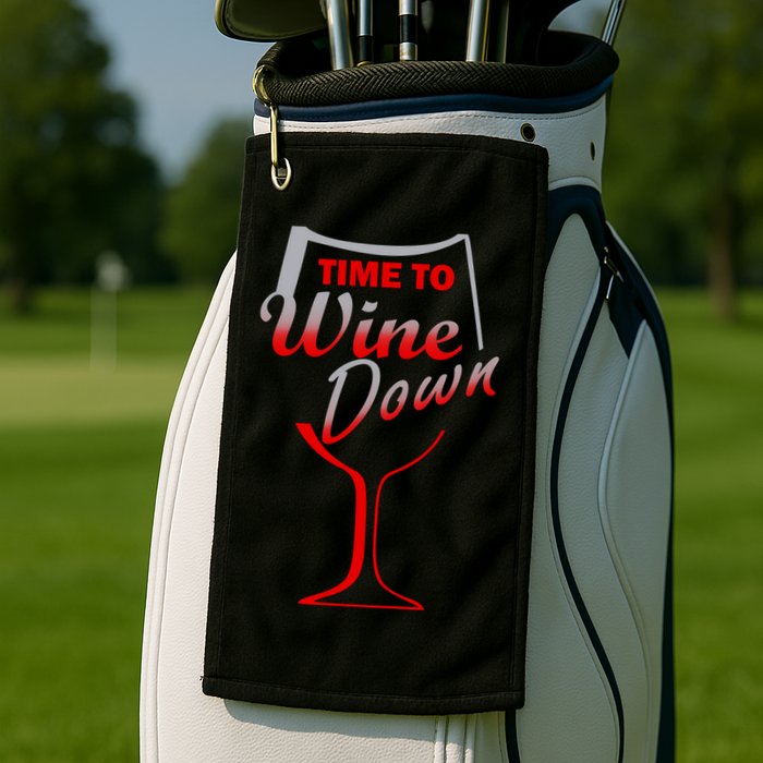 Time To Wine Down Golf Towel