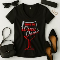 Time To Wine Down Women's V-Neck T-Shirt