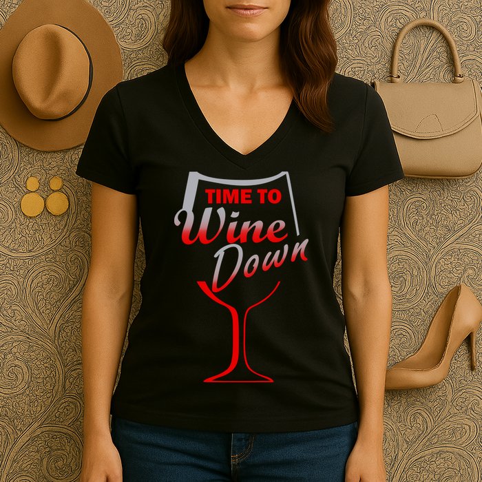 Time To Wine Down Women's V-Neck T-Shirt
