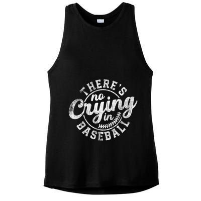 There Is No Crying In Baseball Funny Game Day Baseball Gift Ladies PosiCharge Tri-Blend Wicking Tank