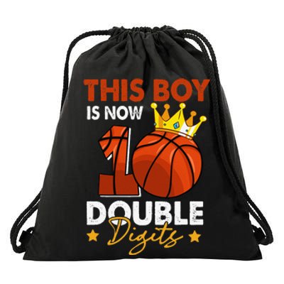 This  Is Now 10 Double Digits Basketball 10th Birthday Drawstring Bag