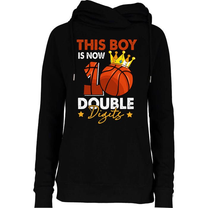 This  Is Now 10 Double Digits Basketball 10th Birthday Womens Funnel Neck Pullover Hood