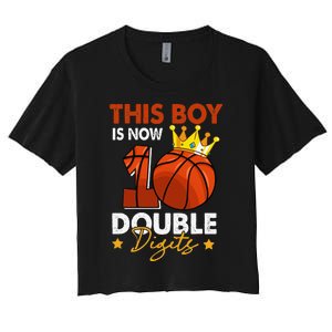 This  Is Now 10 Double Digits Basketball 10th Birthday Women's Crop Top Tee