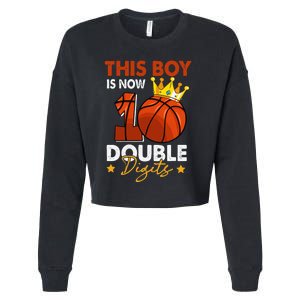 This  Is Now 10 Double Digits Basketball 10th Birthday Cropped Pullover Crew