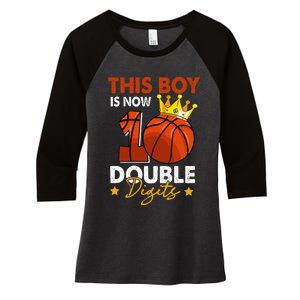 This  Is Now 10 Double Digits Basketball 10th Birthday Women's Tri-Blend 3/4-Sleeve Raglan Shirt