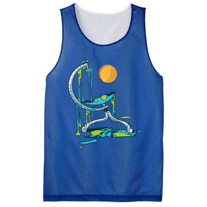 There Is No Planet B Funny Gift Melting Globus Cool Gift Mesh Reversible Basketball Jersey Tank