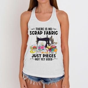 There Is No Scrap Fabric Sewing Machine Flower Quilting Women's Knotted Racerback Tank