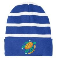 There Is No Planet B Gift Turtle Gift Save The Ocean Gift Striped Beanie with Solid Band