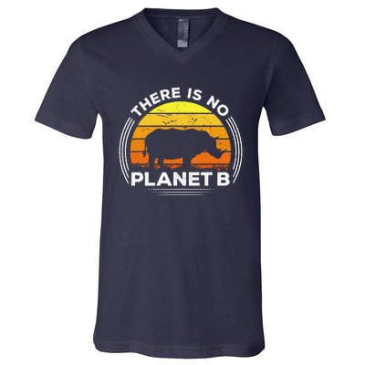 There Is No Planet B Save The Rhino Earth Day V-Neck T-Shirt