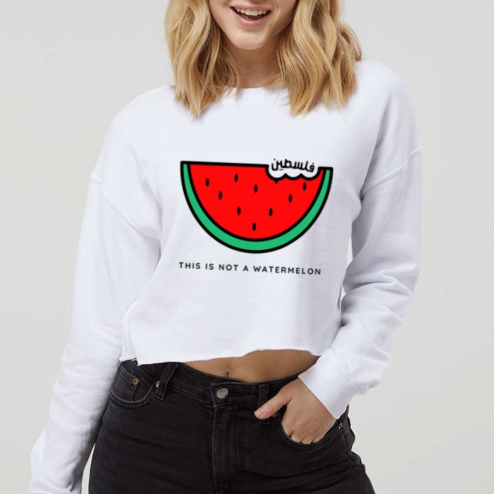 This Is Not A Watermelon Palestine Collection Cropped Pullover Crew