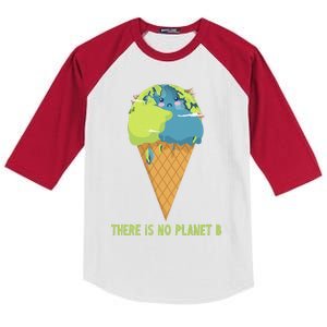 There Is No Planet B Cute Environment Earth Day Kids Colorblock Raglan Jersey