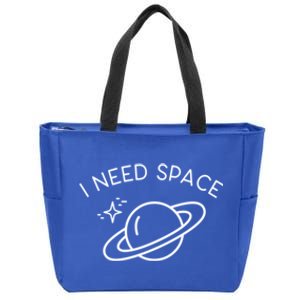 Trendy I Need Space Left Chest Gift Zip Tote Bag