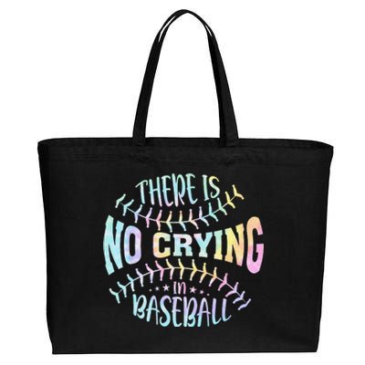 There Is No Crying In Baseball Tie Dye Cotton Canvas Jumbo Tote