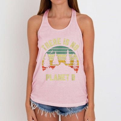 There Is No Planet B Cool Gift Earth Day Science Retro Gift Women's Knotted Racerback Tank